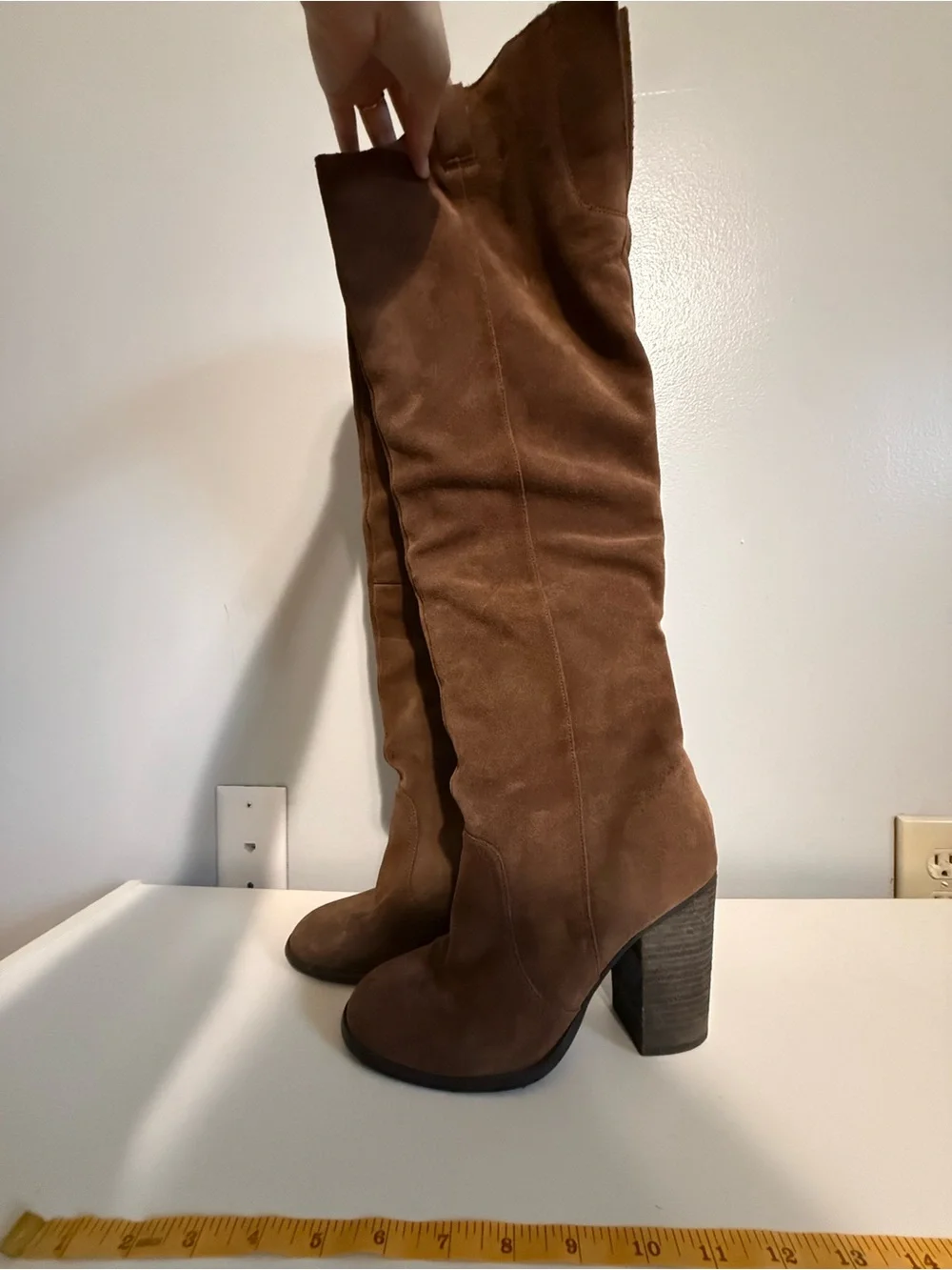 Carlos Tall Brown Suede Over-The-Knee Block Heel Boot